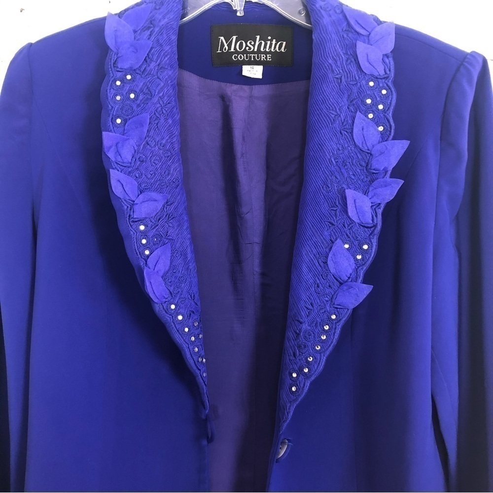 Moshita Royal Blue Straight Suit Jacket size 14 - Picture 3 of 8
